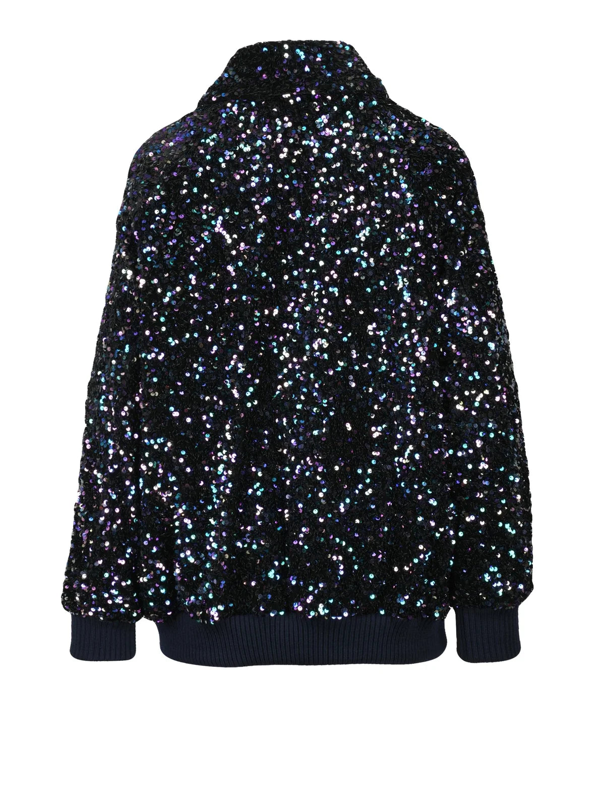 Black Polyester Women's Sequin Coat