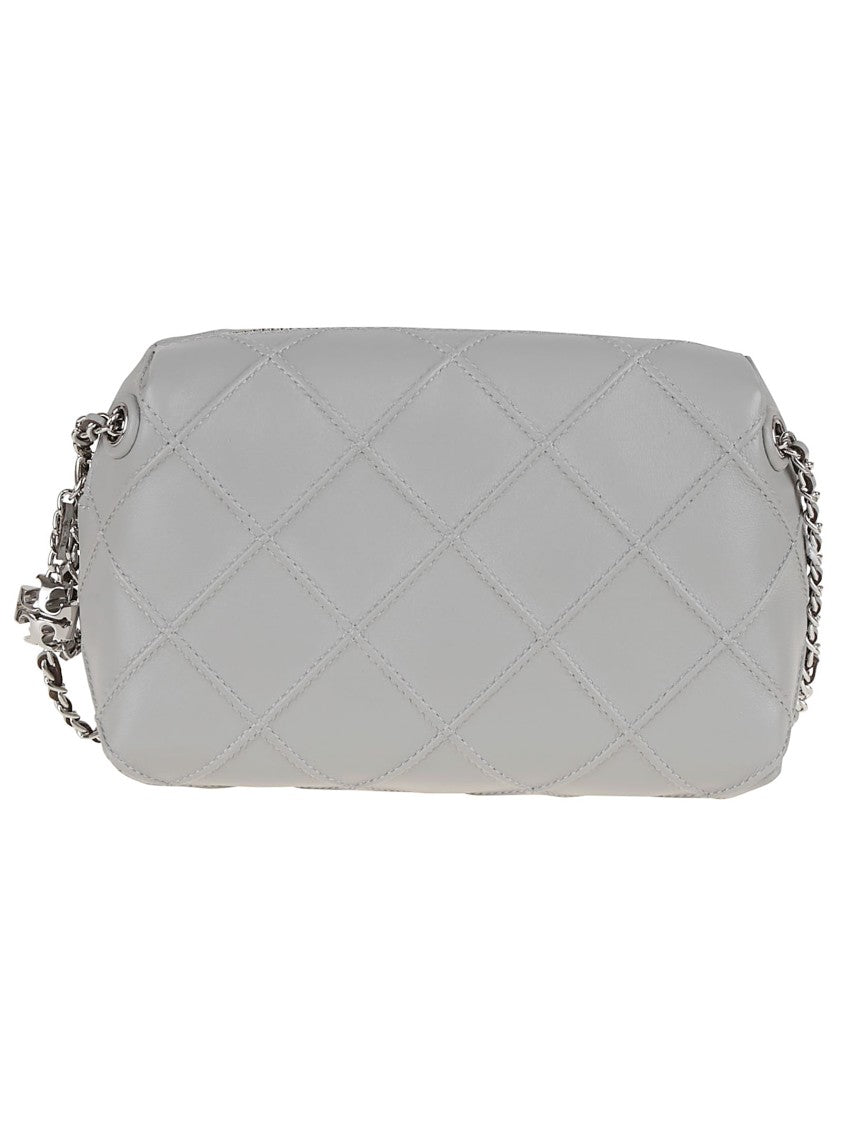 Quilted Leather Small Bag With Chain Strap