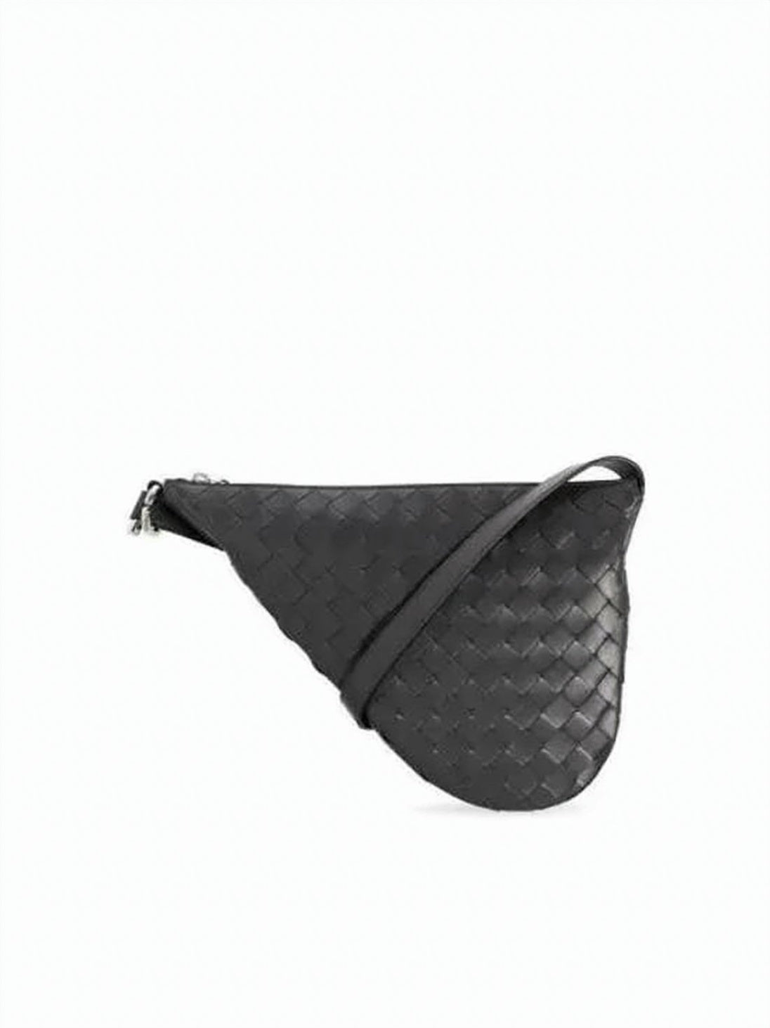 Triangular-Shaped Woven Calf Leather Crossbody Bag