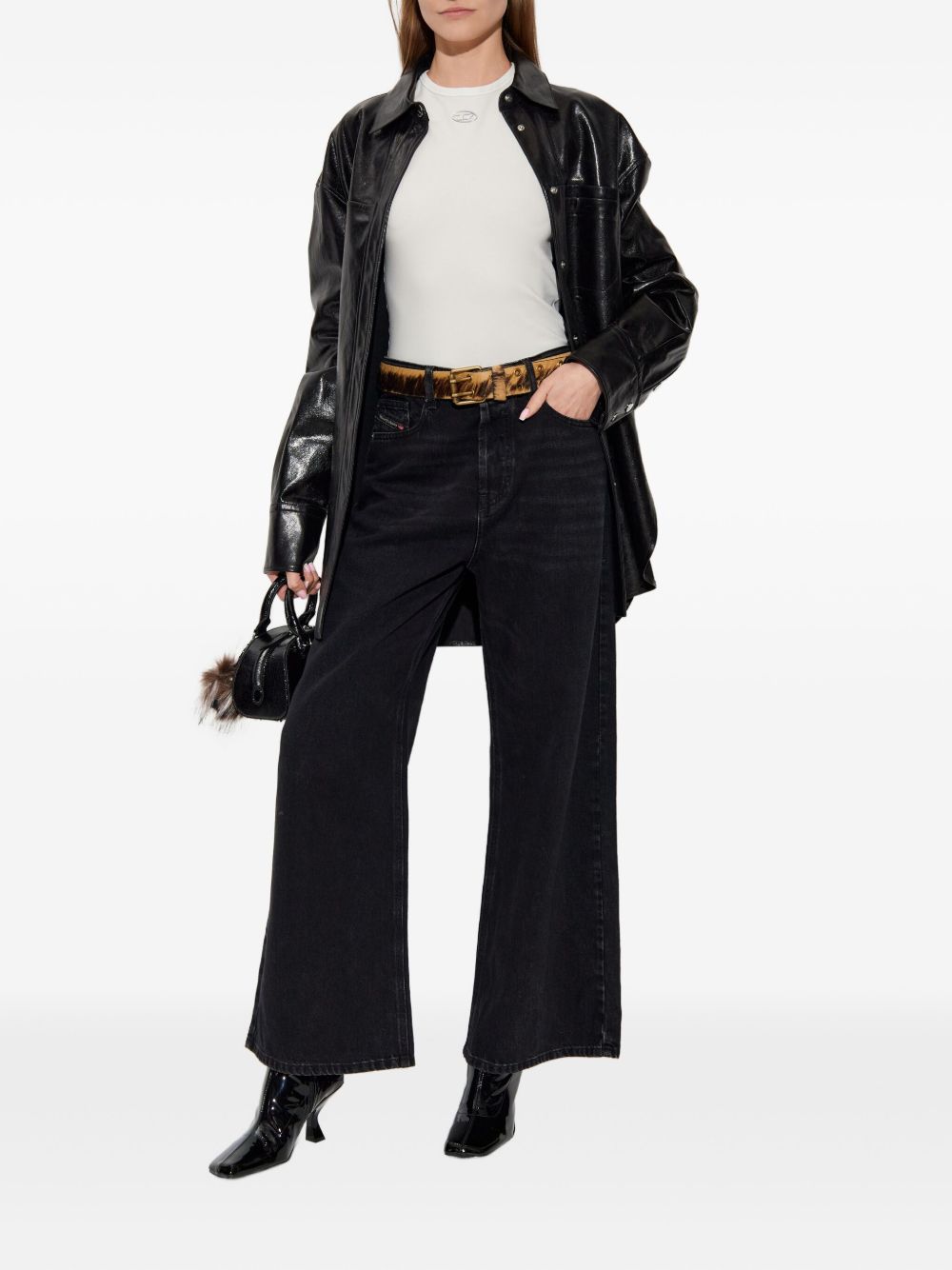 Wide-Leg Black Jeans With Five Pockets