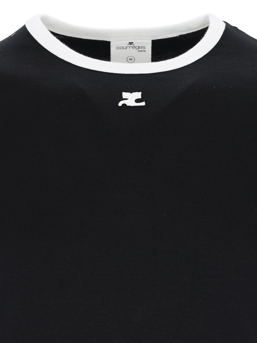 Short-Sleeved Fitted Top with Contrast Trim