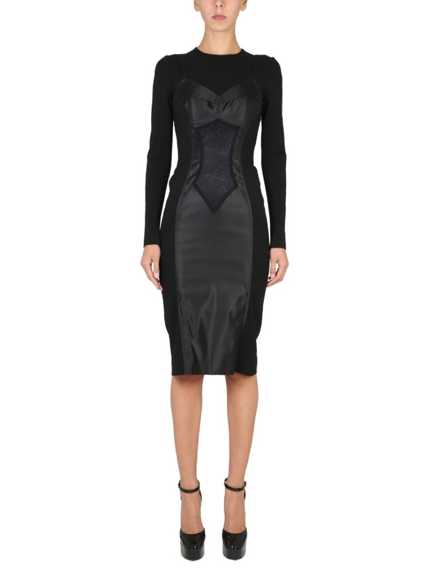 Corset-Inspired Midi Dress With Satin