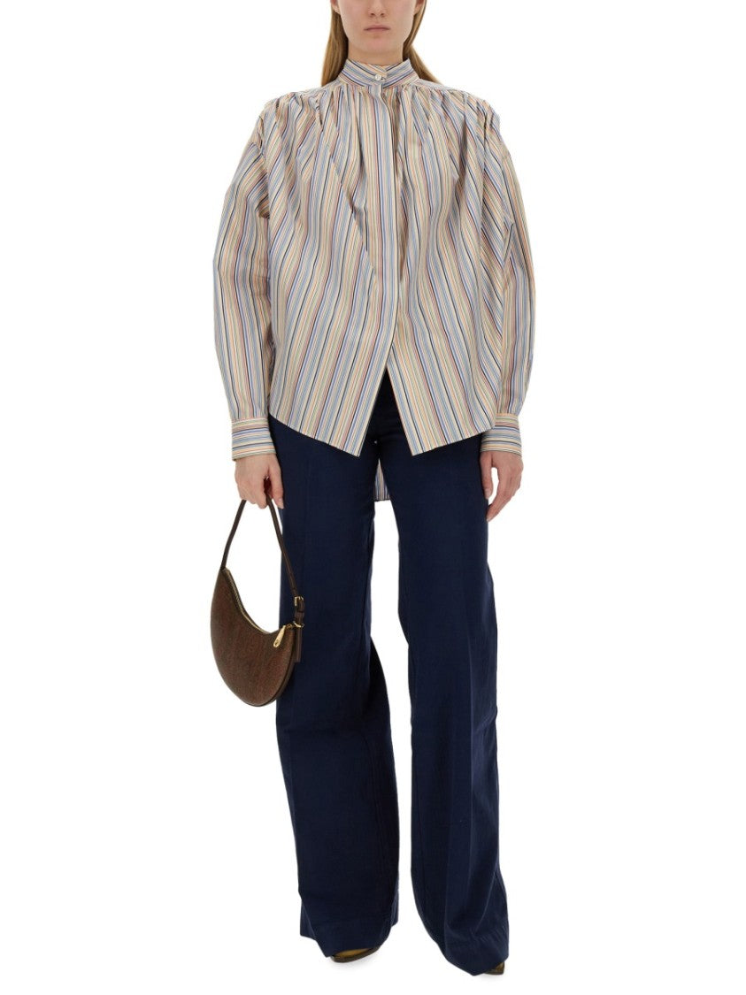 Stripe-Pattern Blouse