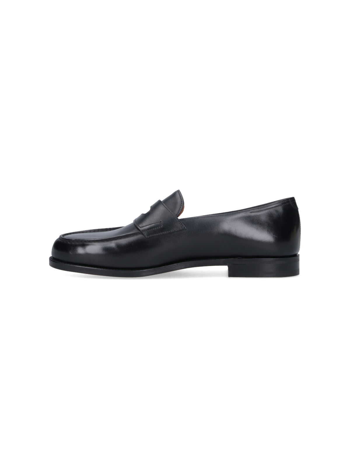 Black Leather Slip-On Loafers with Cut-Out Detail