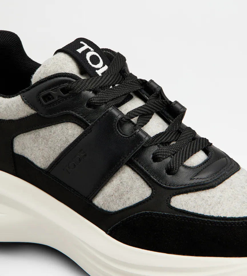 Contemporary Lace-Up Sneakers With Wool