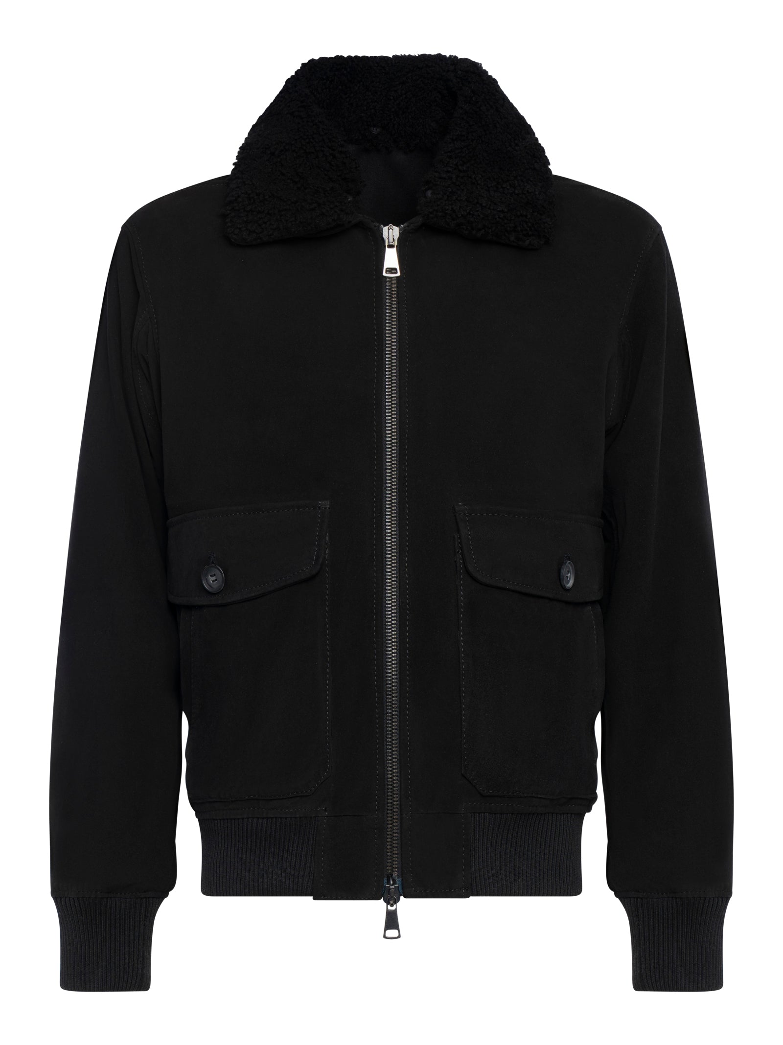 Water-Repellent Suede Lambskin Bomber Jacket