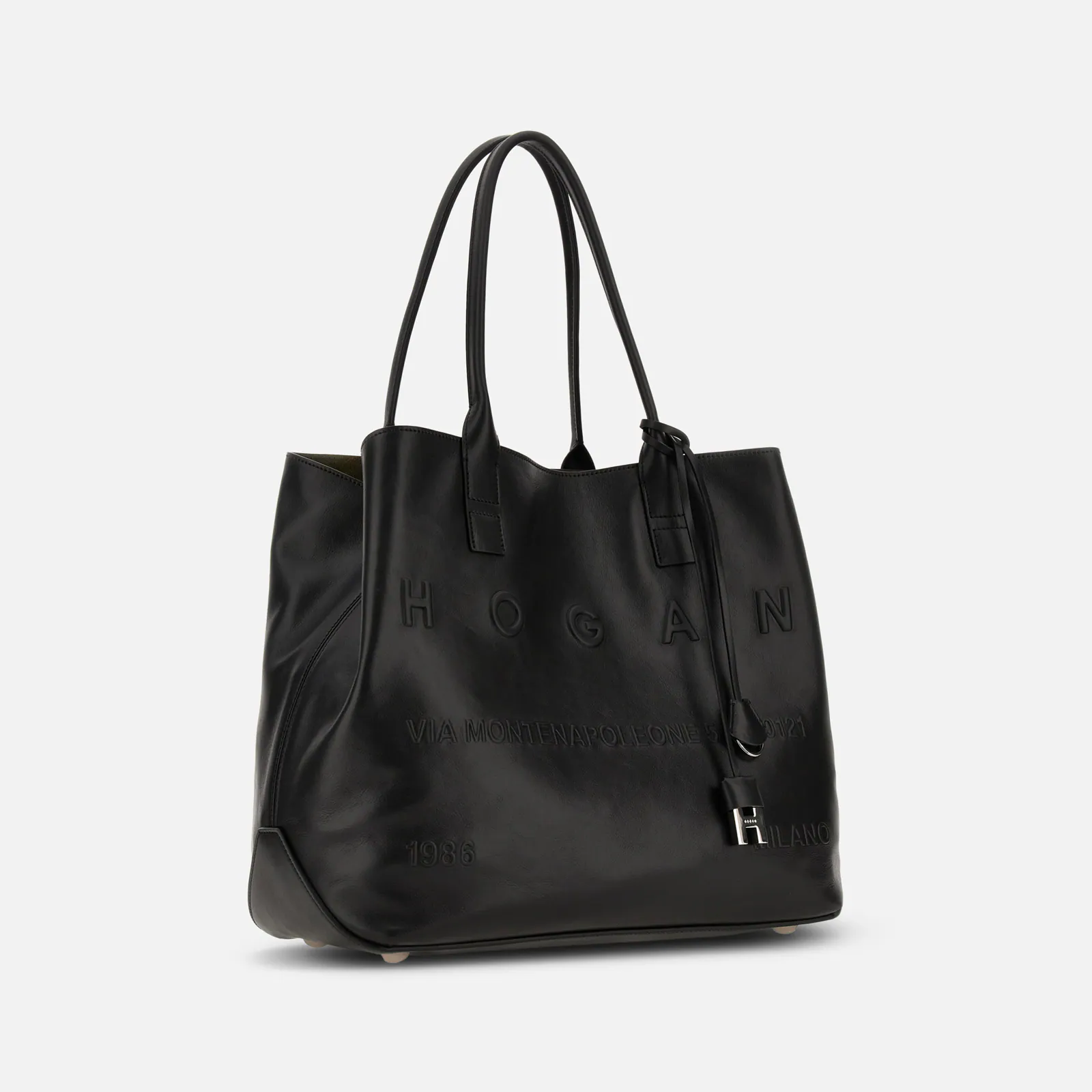 Refined Leather Tote Bag With Embossed Branding