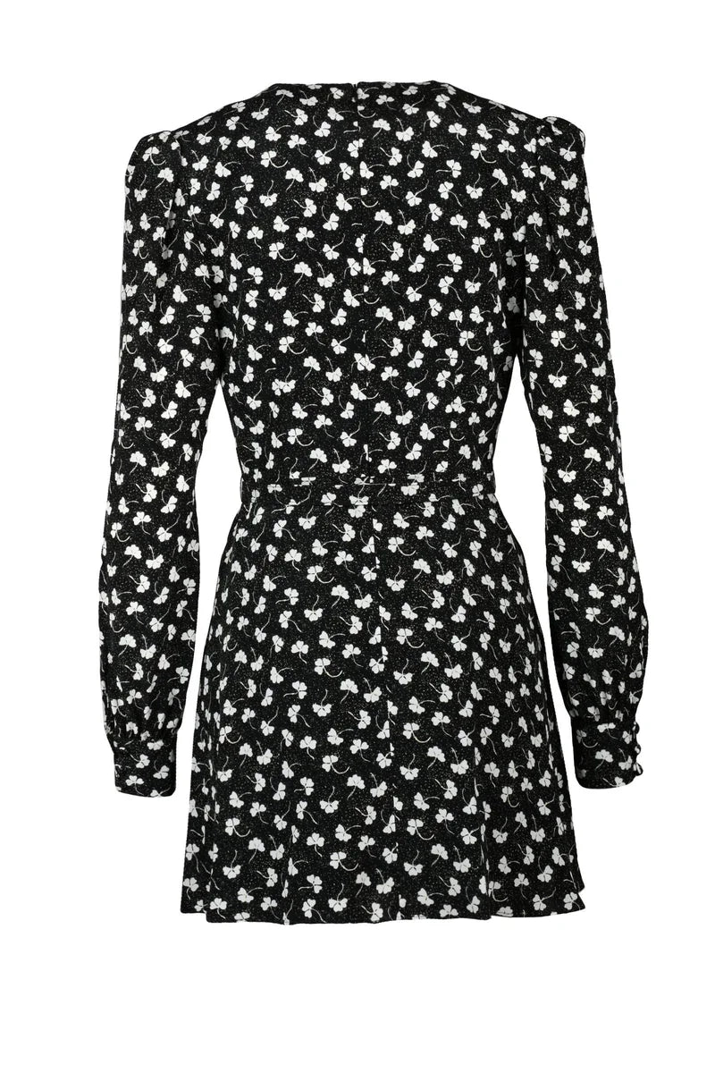 Short Silk Dress - Black/White