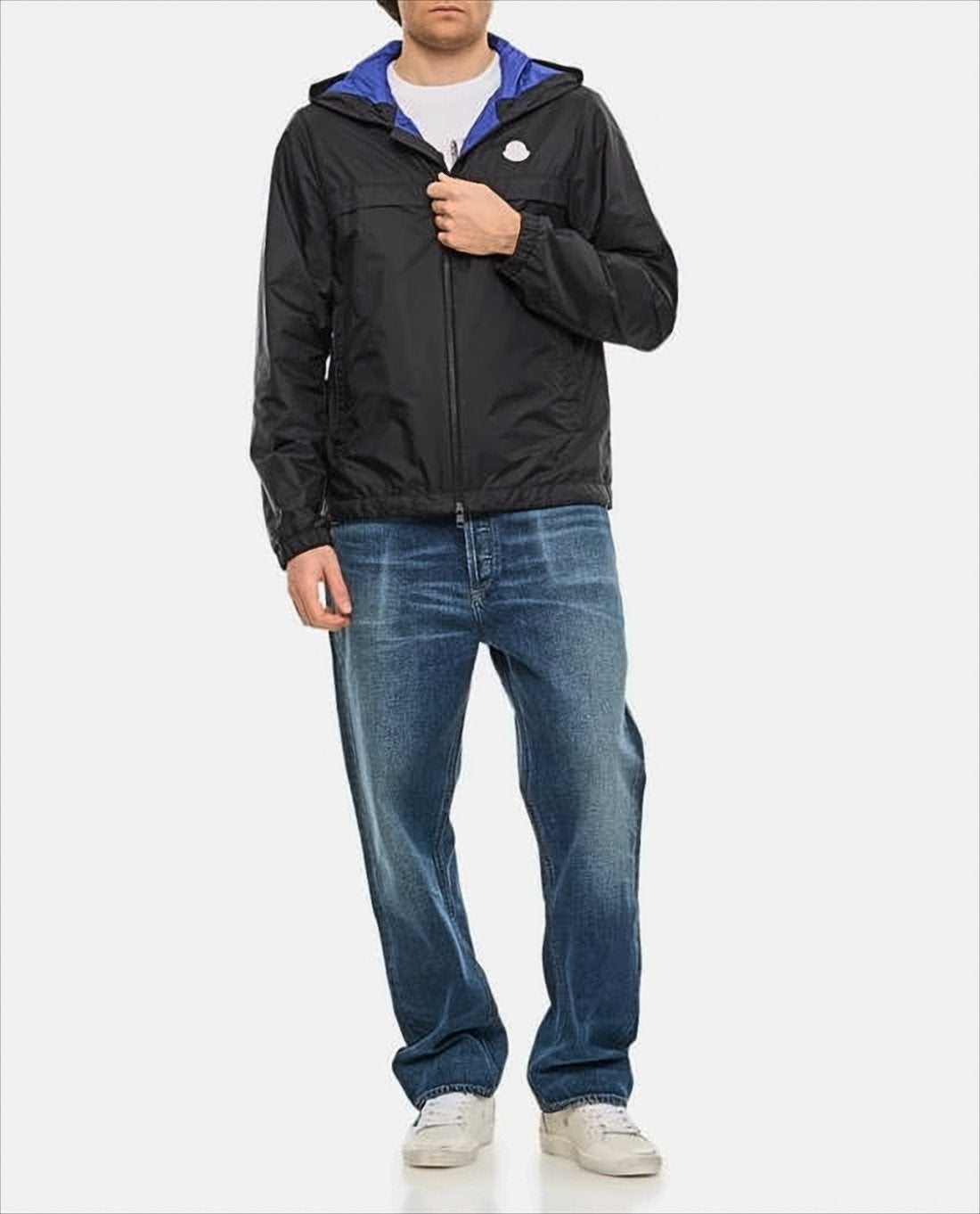 Hooded Black Casual Jacket with Contrasting Lining