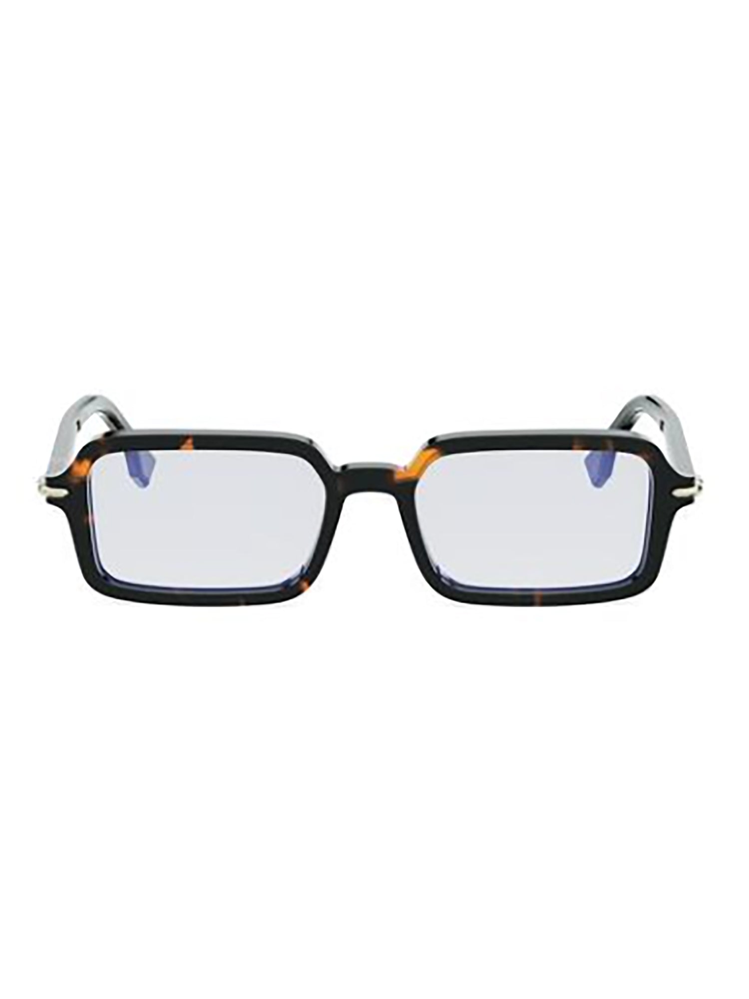 Rectangular Tortoiseshell Sunglasses with Slender Metallic Accents