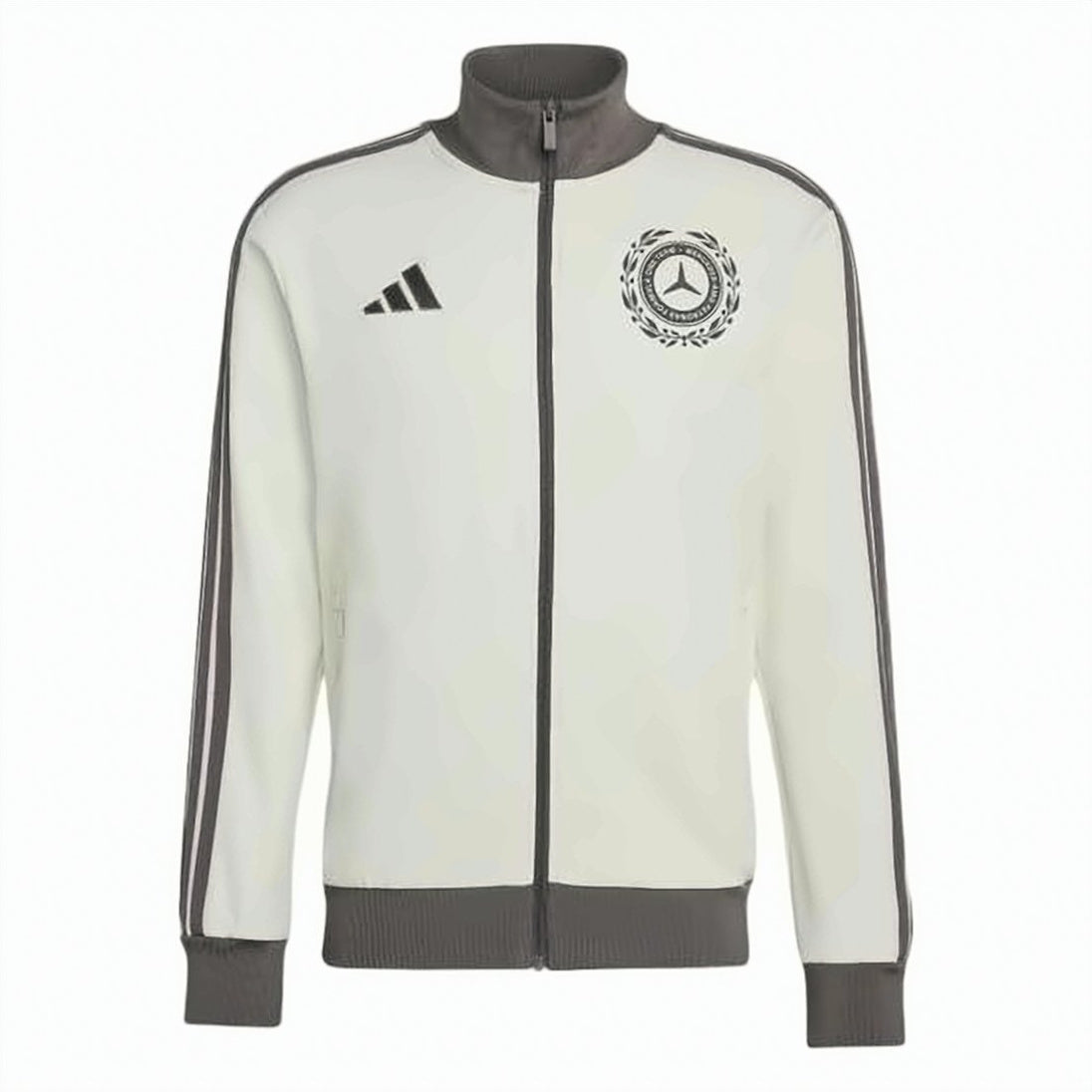 High Collar Zip-Up Jacket with Contrasting Accents