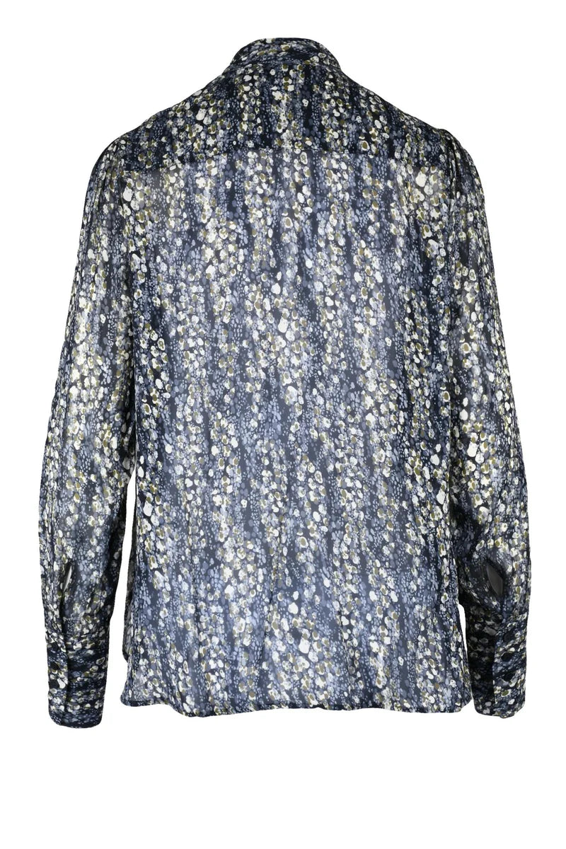 Chiffon Blouse - Blue/White