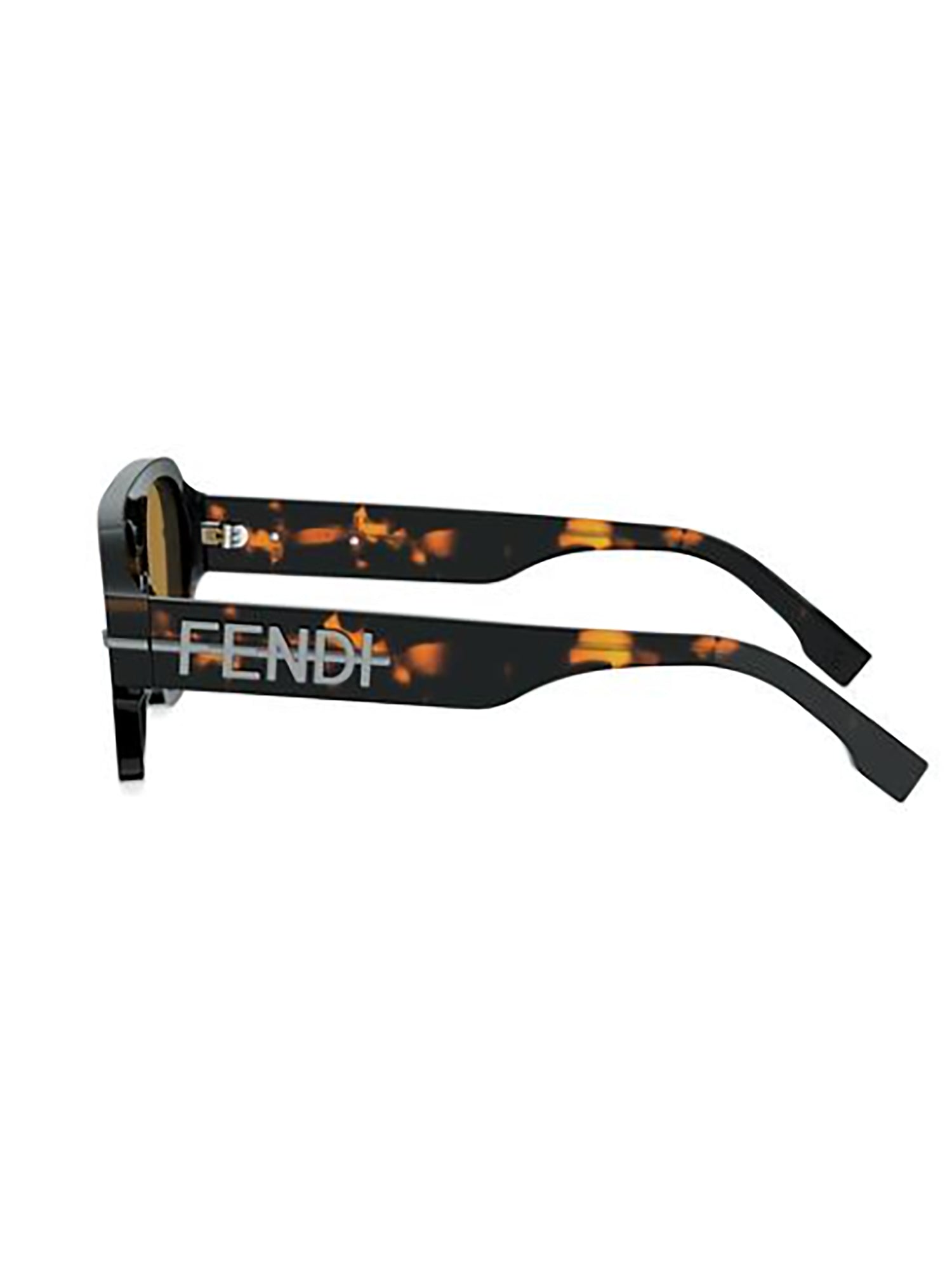 Rectangular Tortoiseshell Sunglasses with Bold Logo Detail