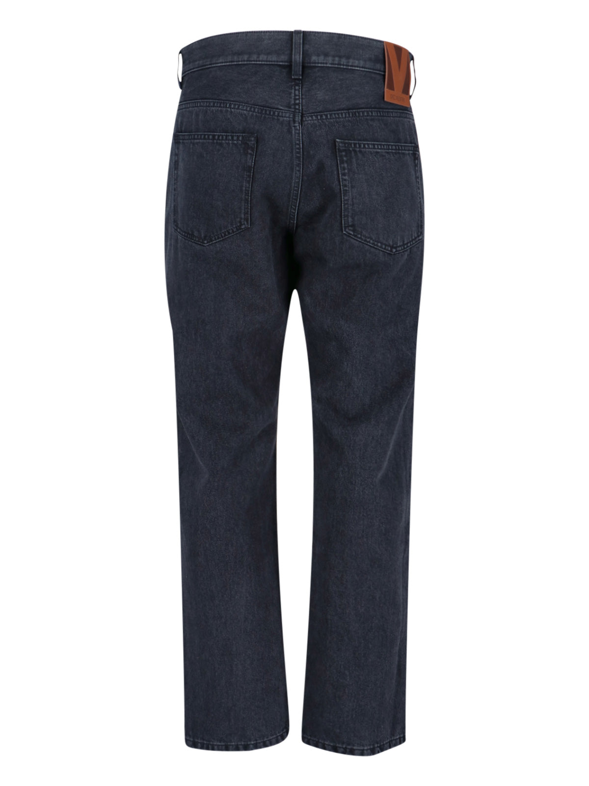 Straight-Leg Black Denim Jeans with Logo Patch