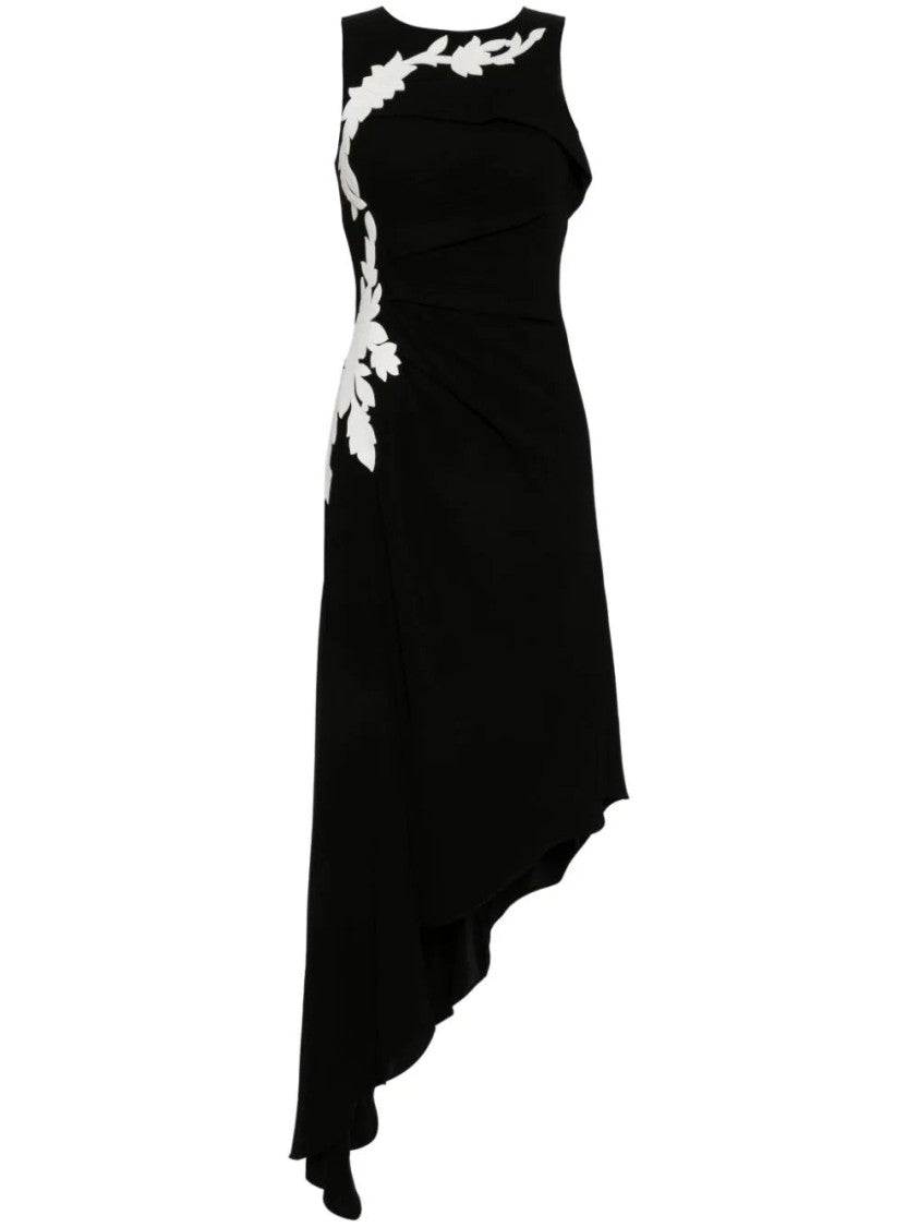 Crepe, High-Low Dress With Matching Embroidery