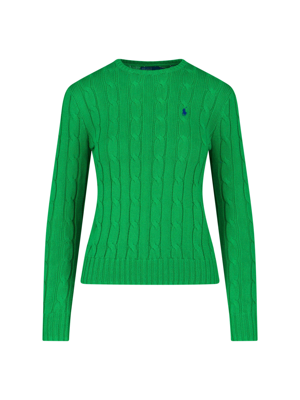 Green Cable Knit Crewneck Sweater