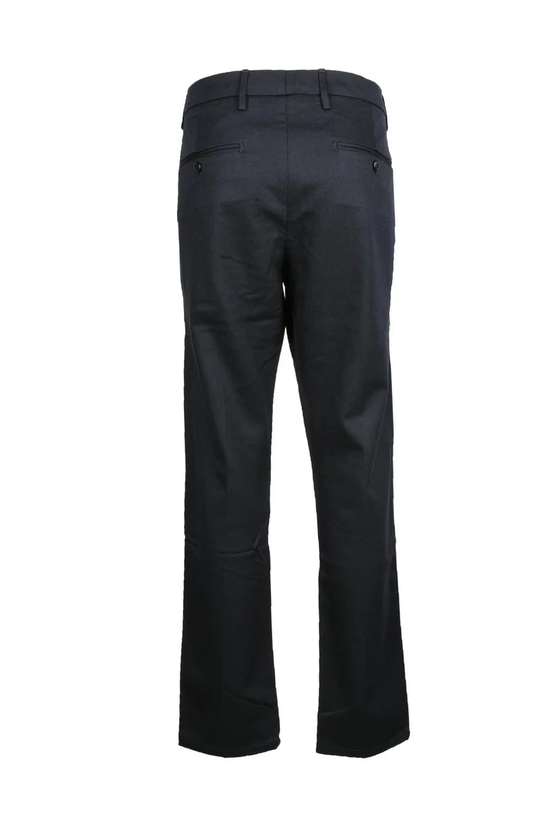 Wool and Cotton Trousers - Navy Blue
