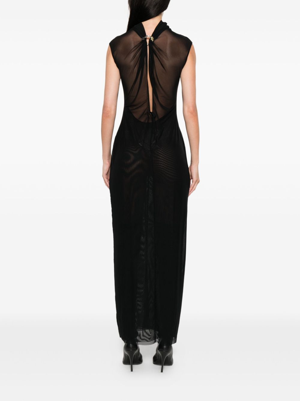 Sleeveless Semi-Sheer Black Maxi Dress