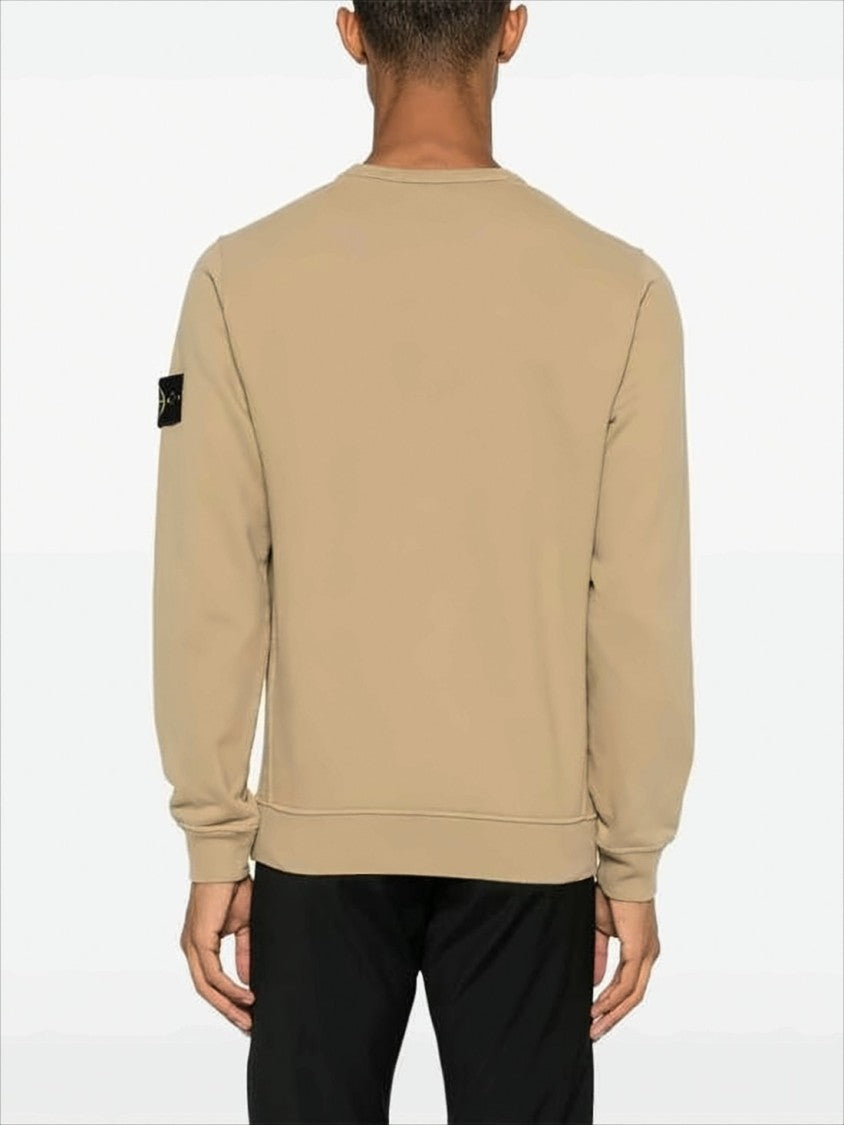 Long-Sleeve Crewneck Sweatshirt in Warm Beige
