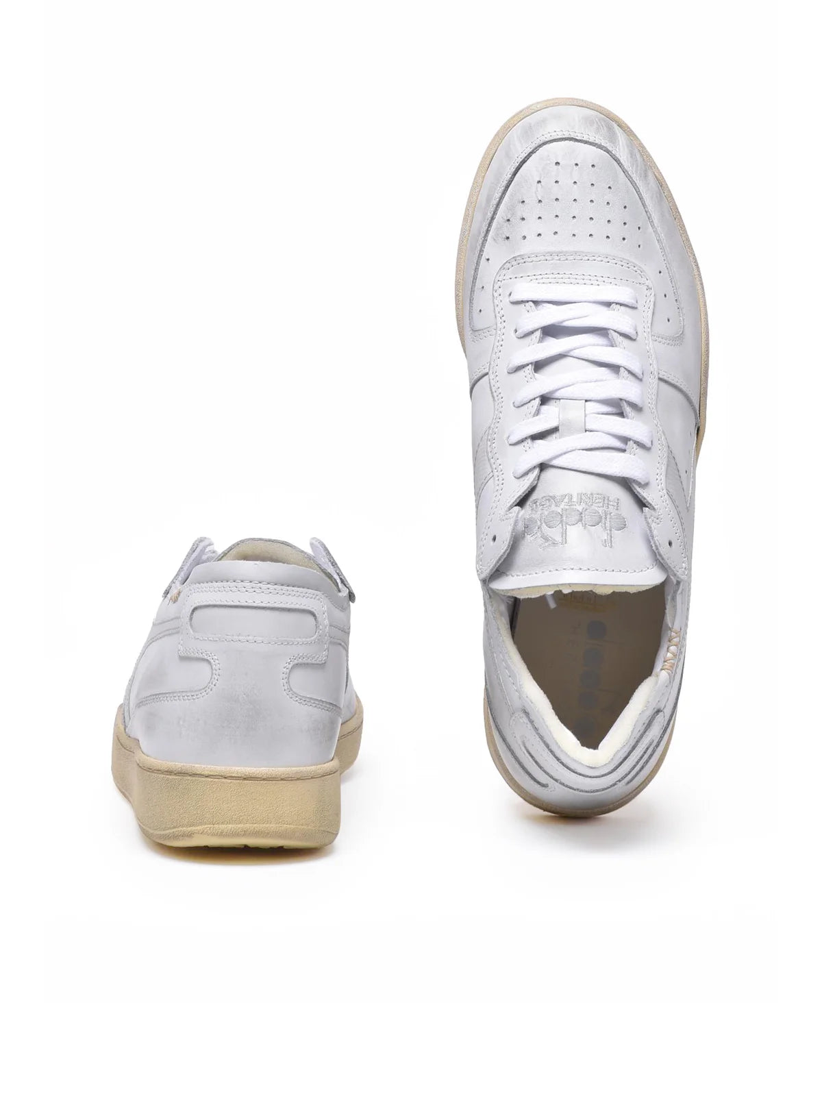 Grey Leather Basket Row Sneakers