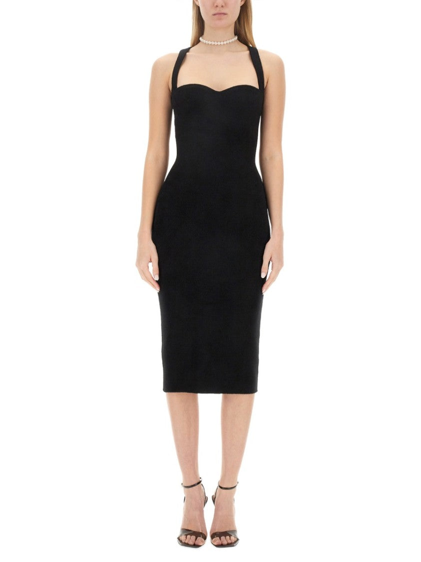 Slim Fit Midi Dress With Sweetheart Neckline