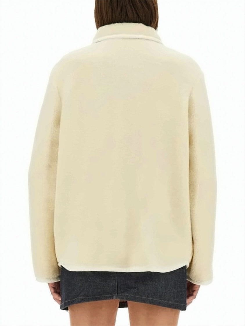 Plush Cream Jacket with Classic Collar