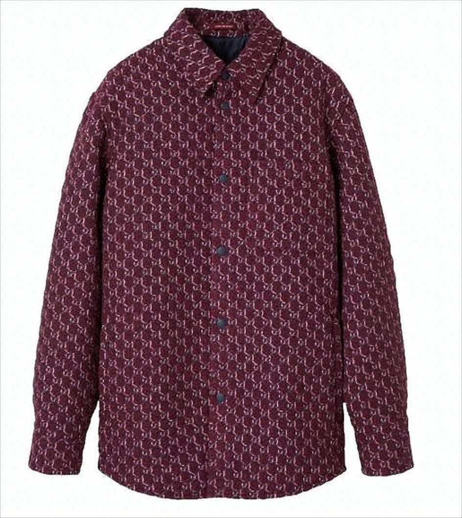 Patterned Burgundy Wool-Blend Shirt