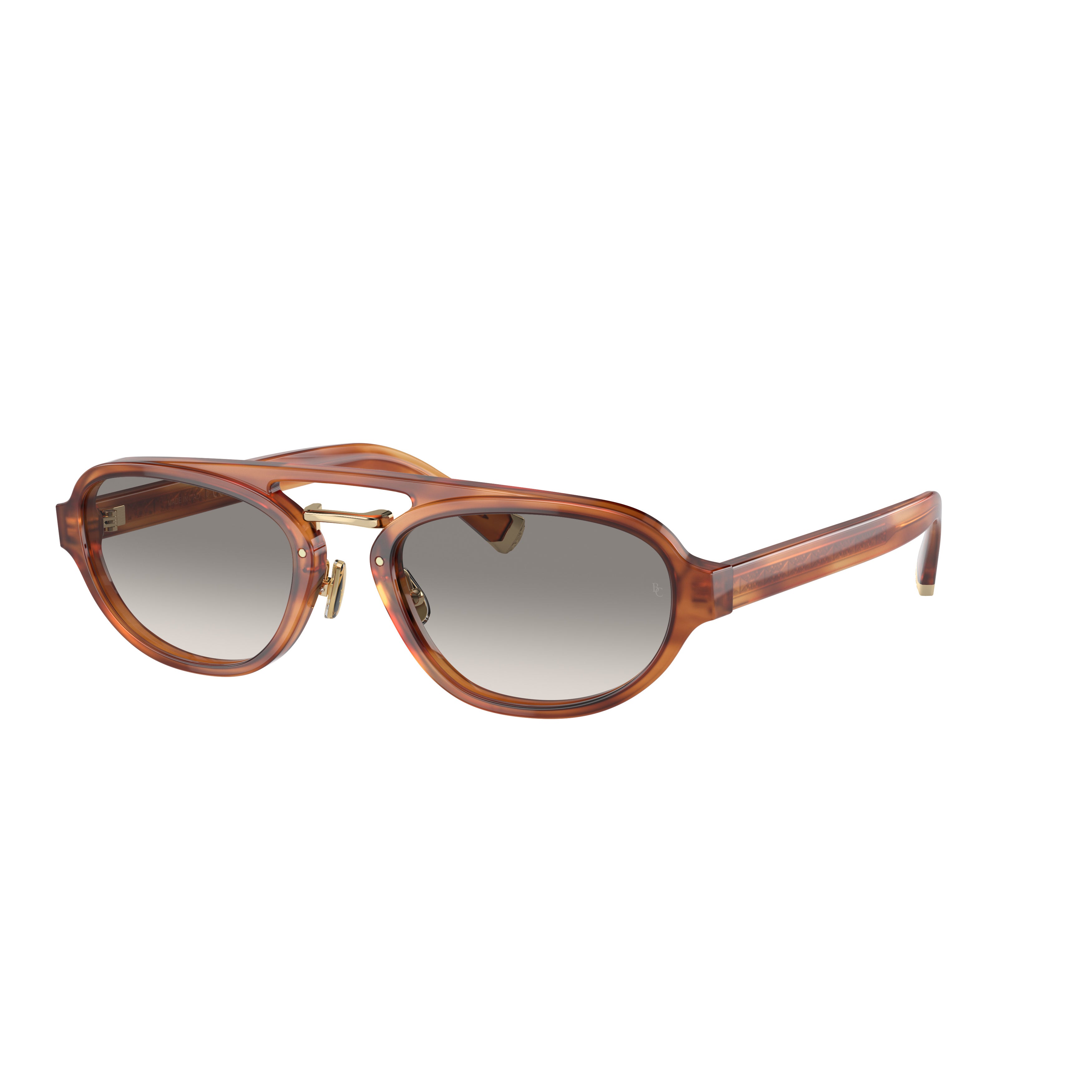0bc4008s Translucent Amber Oval Sunglasses with Gold Accents