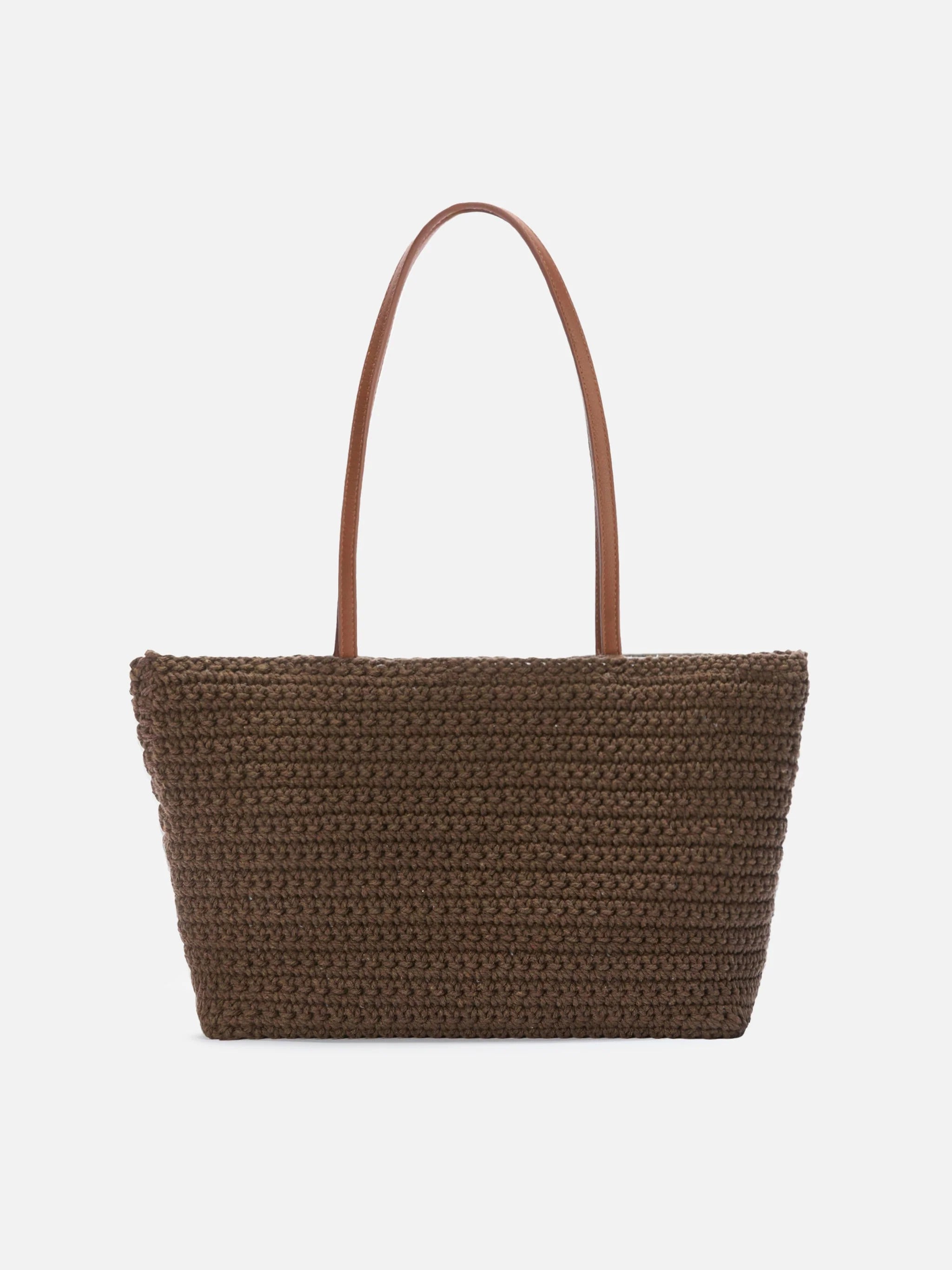 Textured Brown Tote Bag with Embroidered Logo