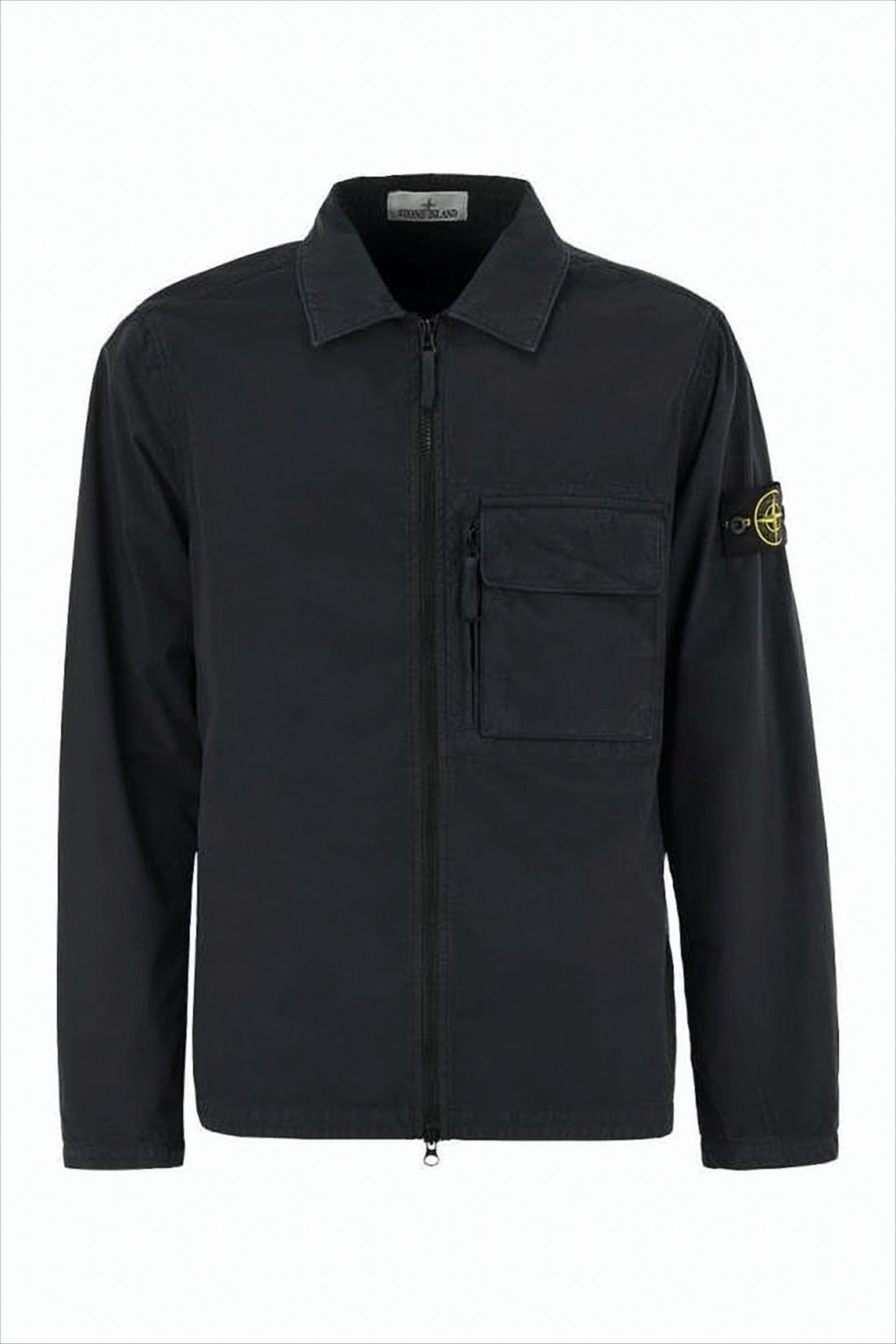 Minimalist Black Cotton Stone Island Jacket