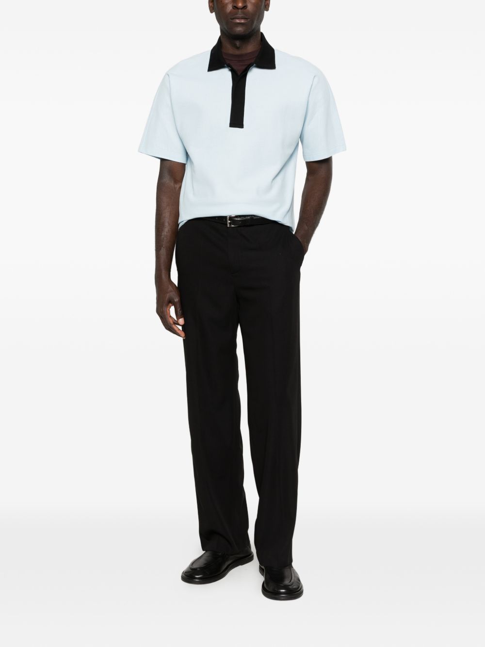 White Contrast Collar Short Sleeve Polo