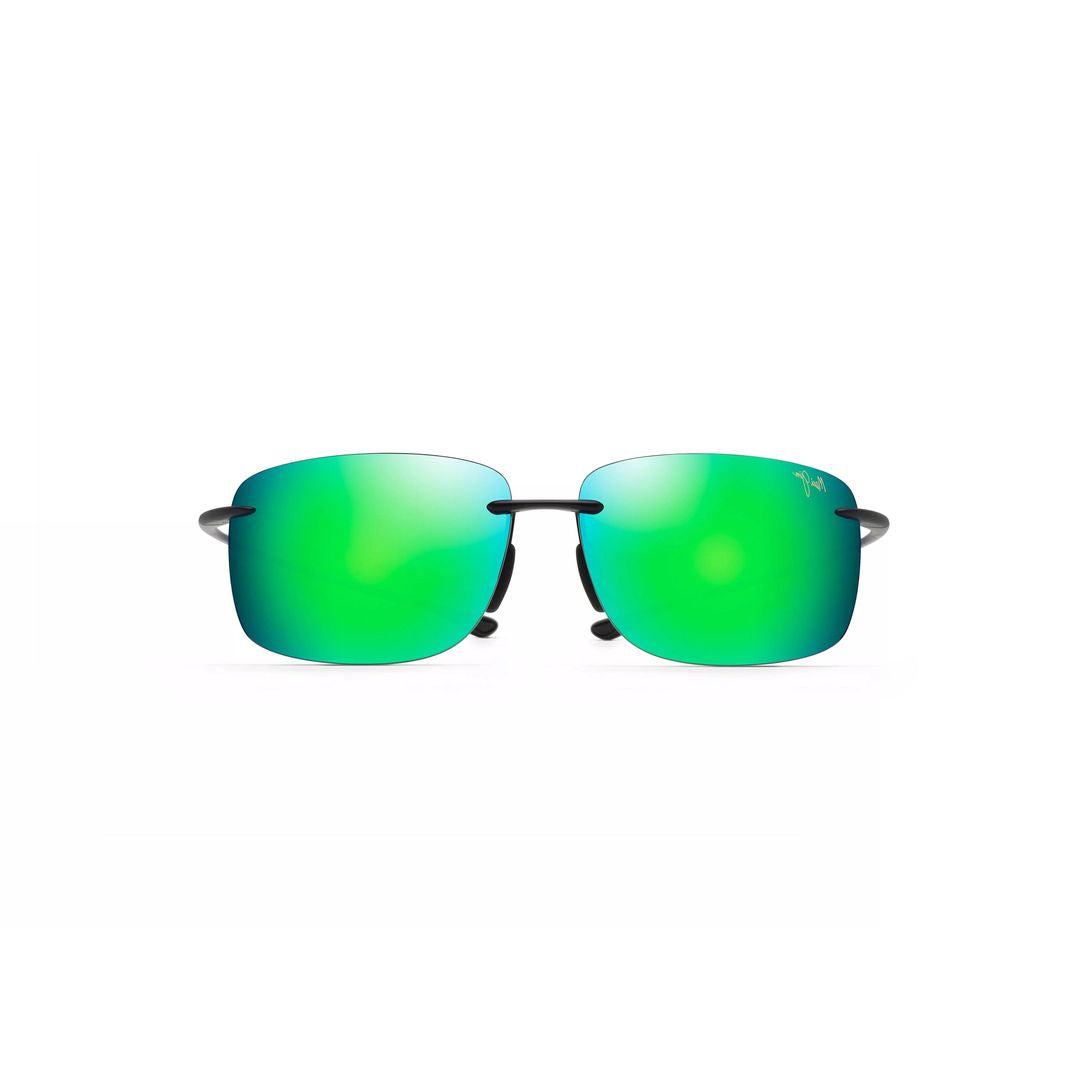 Hema Rimless Rectangular Sunglasses with Green Mirrored Lenses