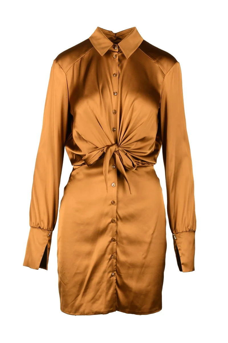 Acetate Stretch Dress - Bronze