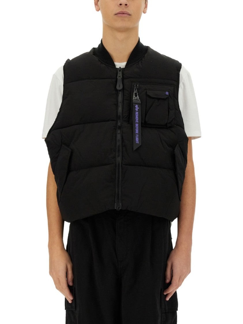 Puffy Sleeveless Vest With High Collar
