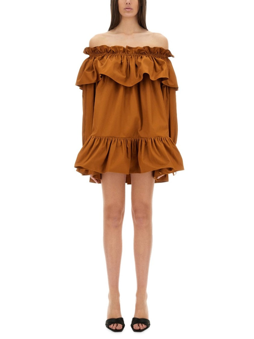 Off-The-Shoulder Ruffled Sleeve Mini Dress