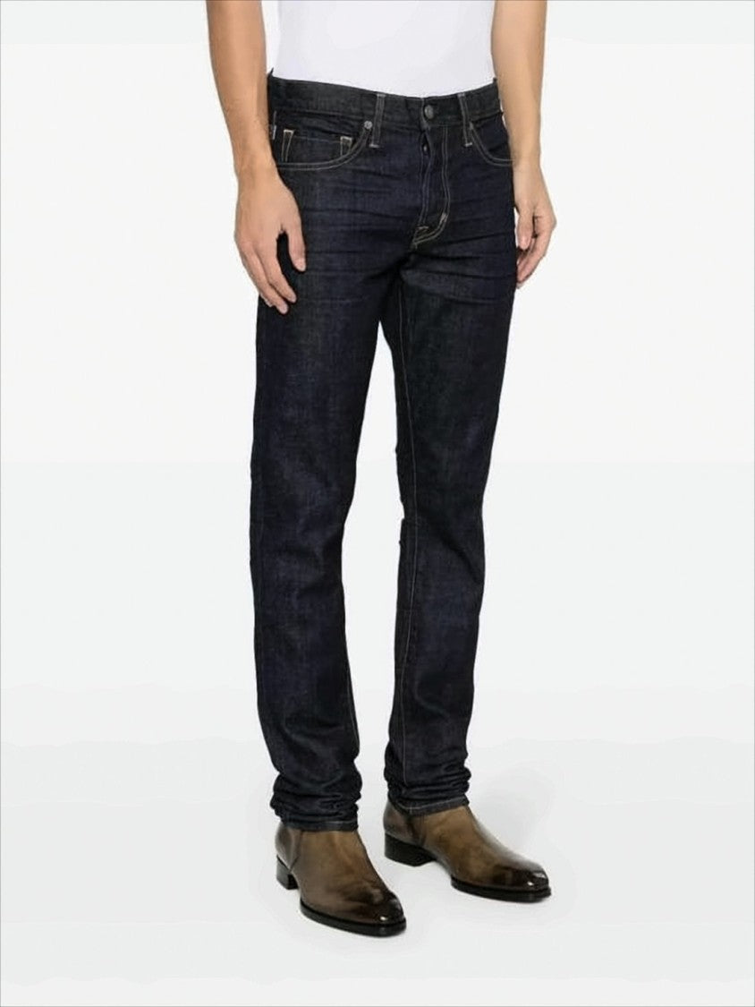 Straight-Leg Indigo Wash Denim Pants