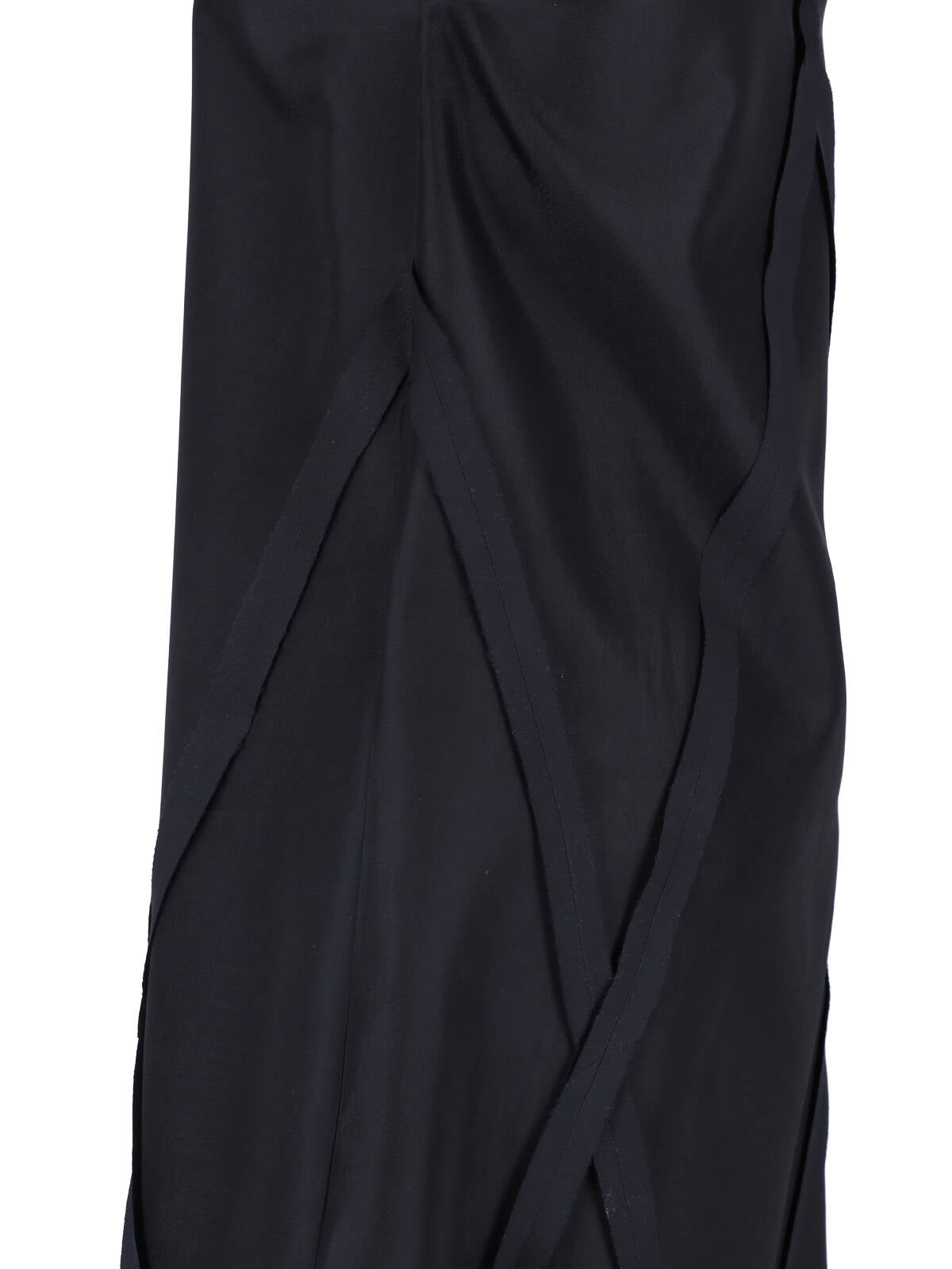 Black Geometric Raw-Cut Midi Dress