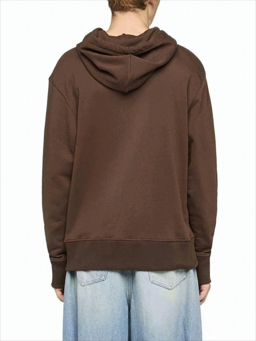Relaxed Fit Brown Hoodie with Embroidered Logo