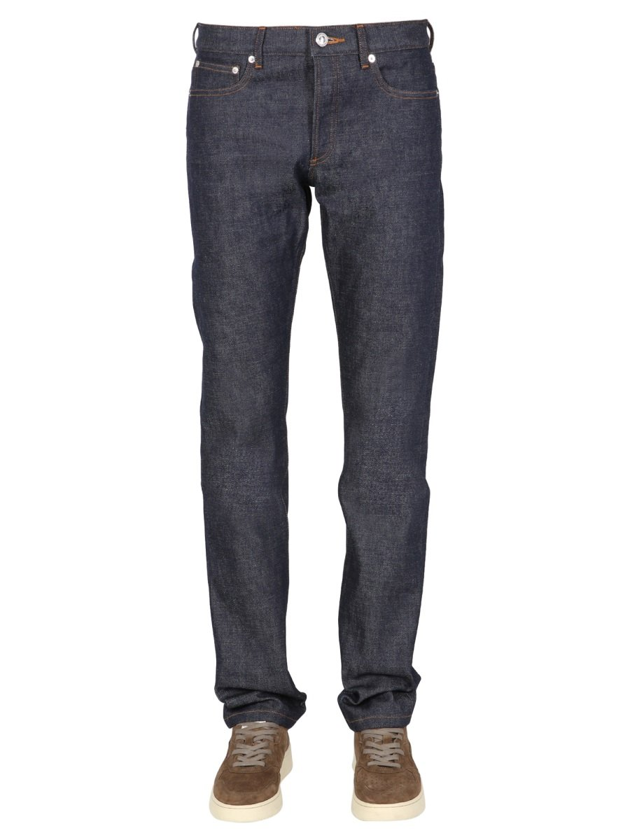 Straight-Leg Denim Pants with Dark Indigo Wash