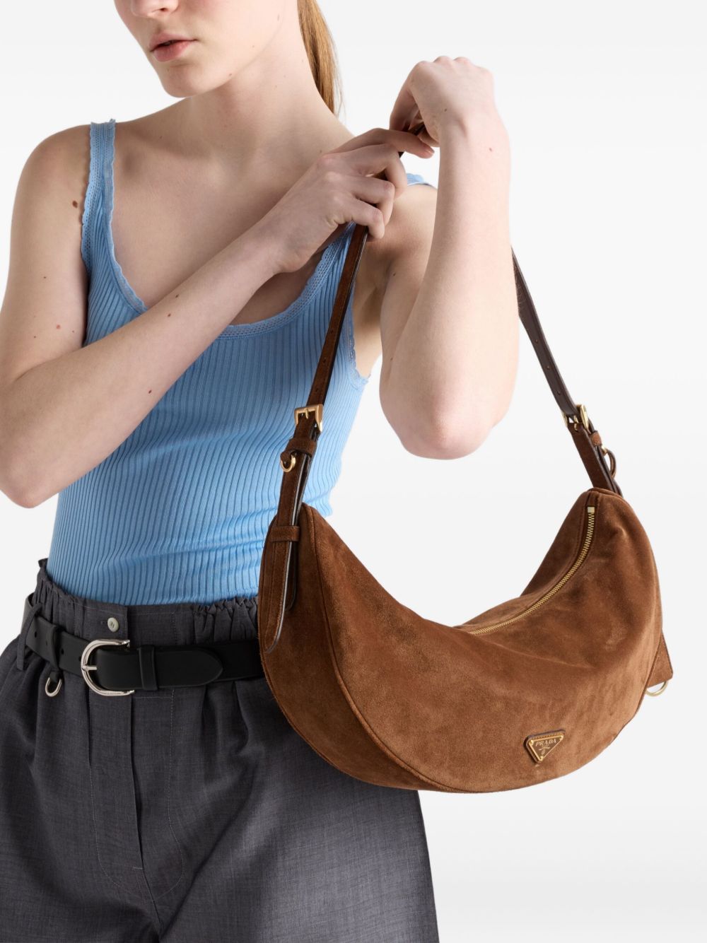 Demi-Lune Large Suede Shoulder Bag