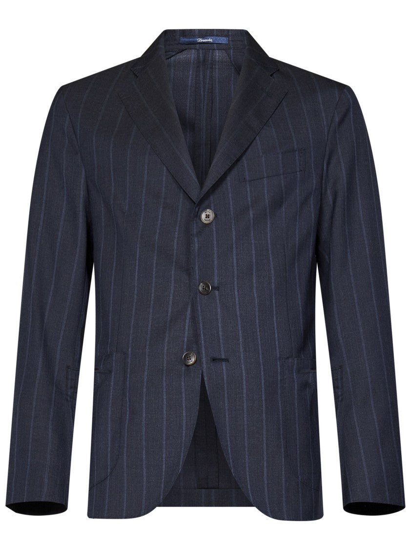 Navy Blue Virgin Wool Pinstripe Suit