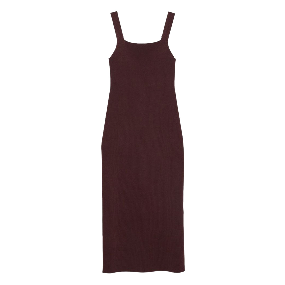 Square Neckline Full-Length Brown Dress
