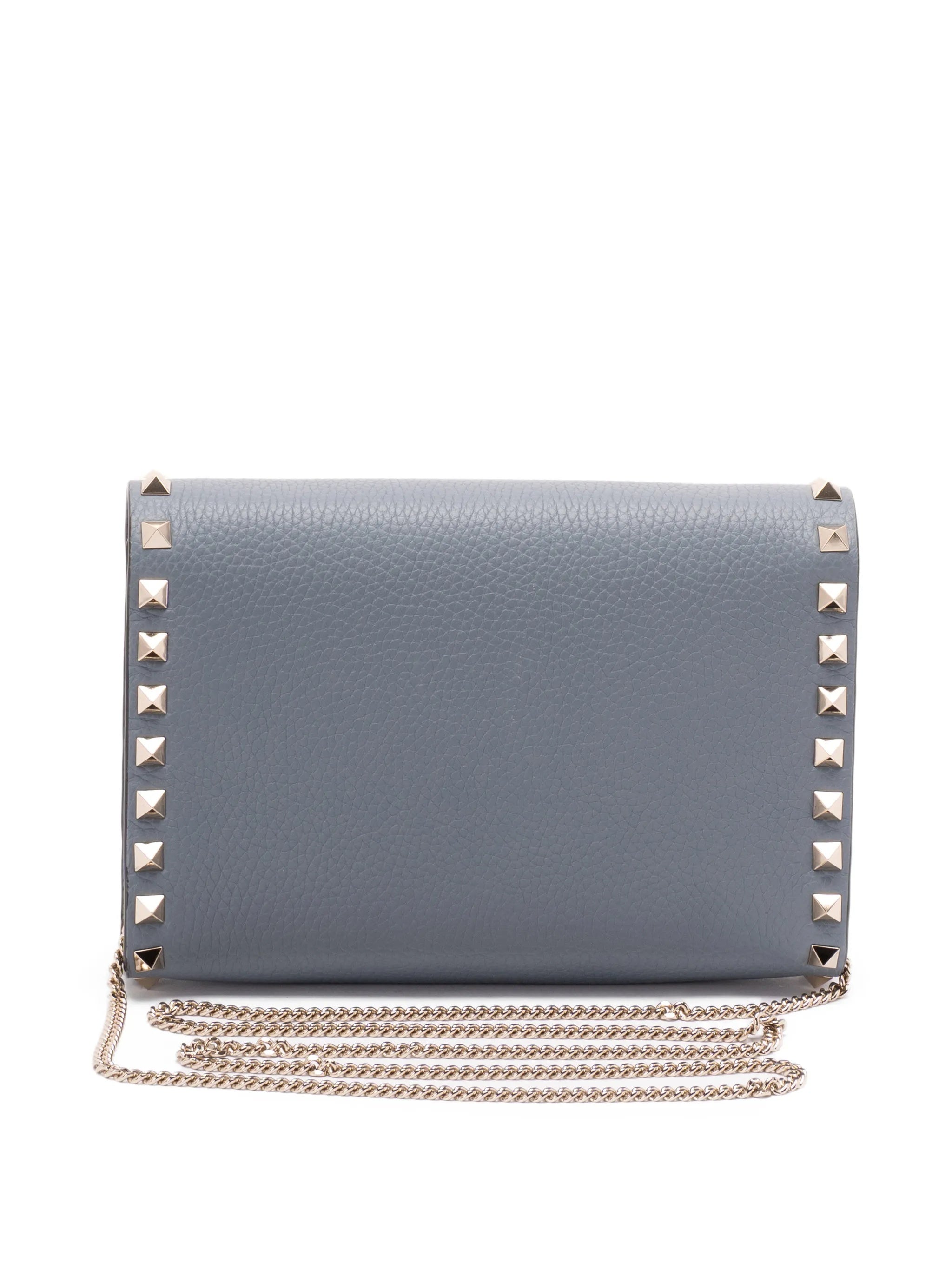 Blue Structured Studded Envelope Mini Bag