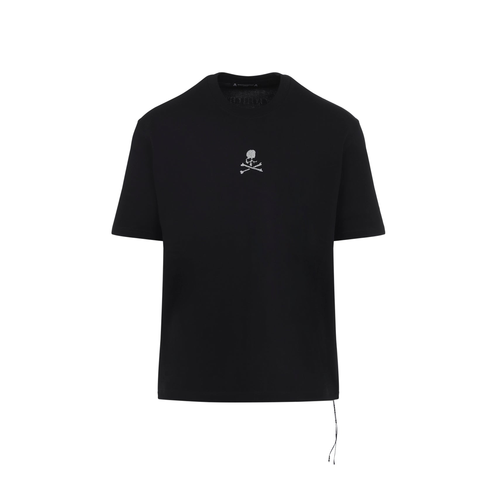 Black Cotton T-Shirt with Skull Emblem
