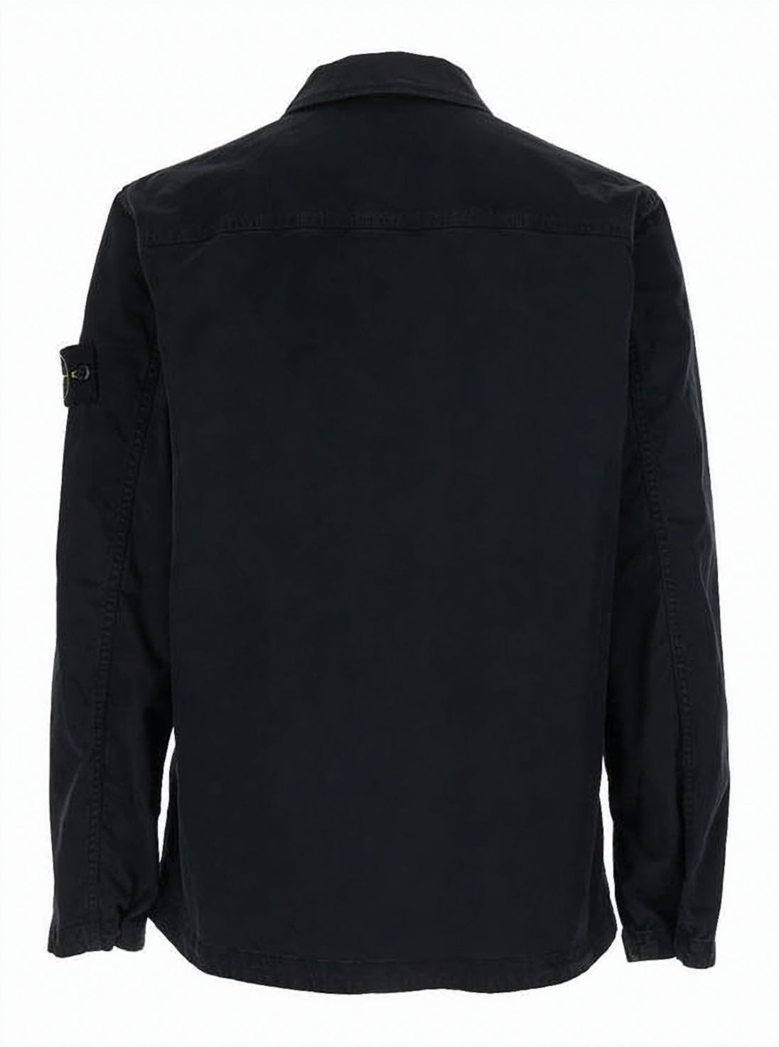 Black Casual Jacket with Classic Collar and Signature Patch