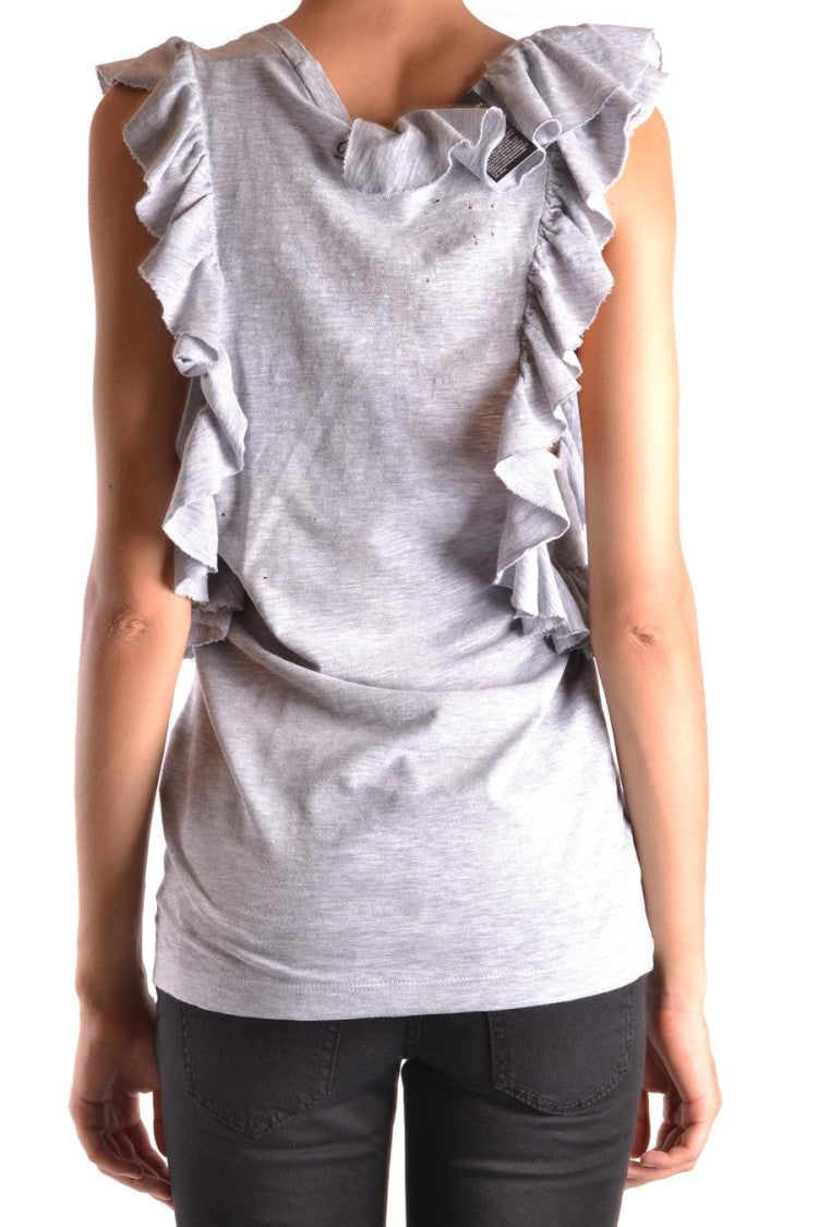 Light Grey Ruffled Detail Top