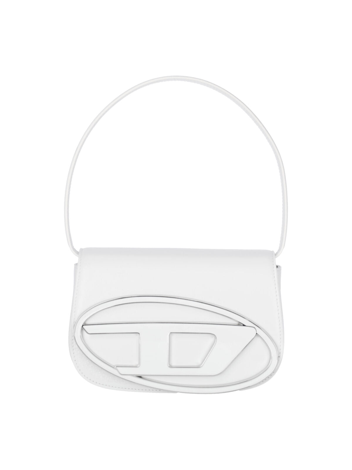 Shoulder Bag 1Dr In Smooth White Leather With Adjustable Straps
