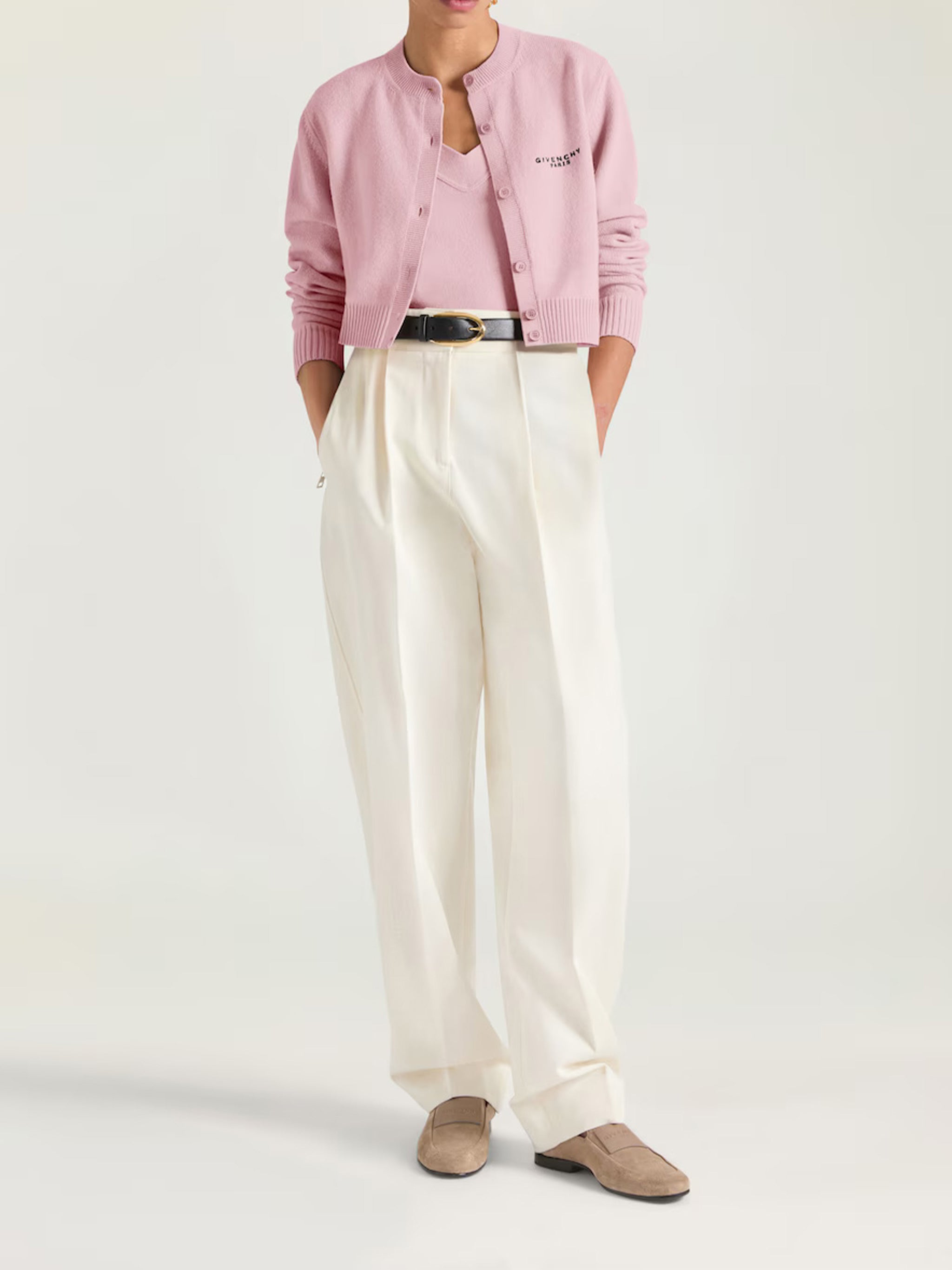 Short Crew Neck Cropped Grey Cardigan