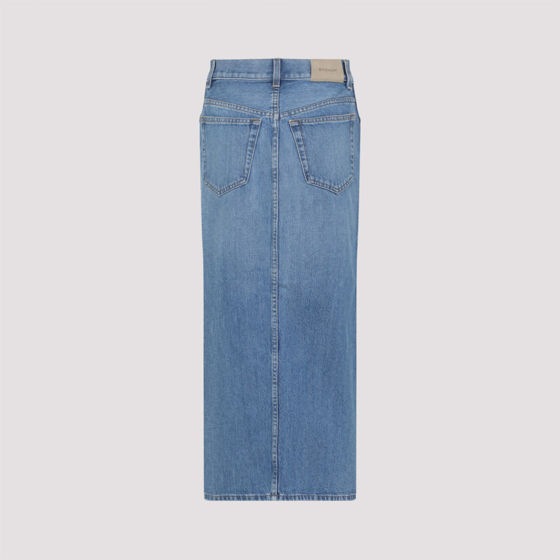High-Waisted Light Blue Denim Maxi Skirt