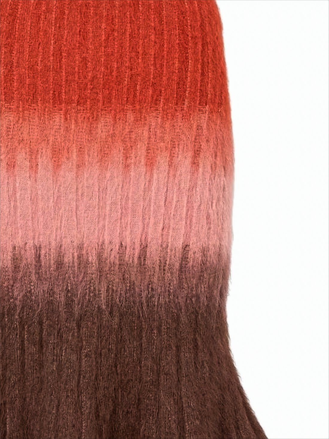Gradient Knit Midi Skirt With Fuzzy Texture
